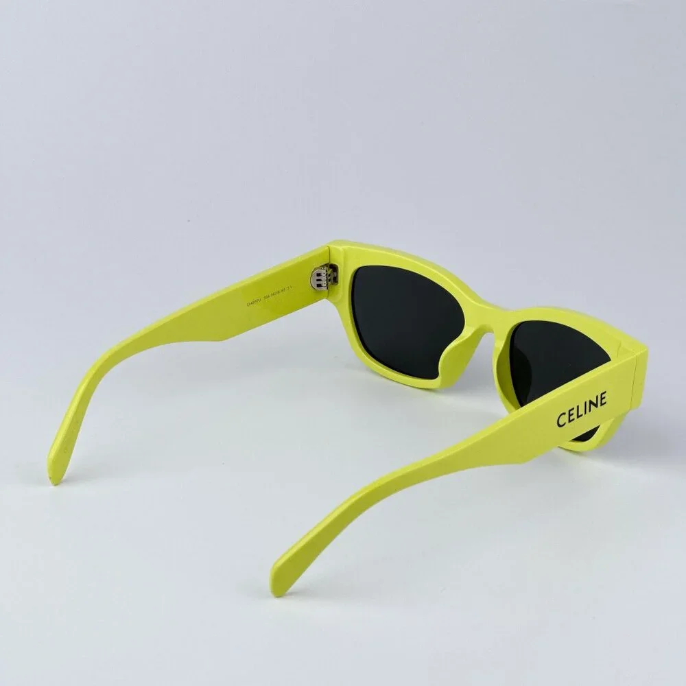 Celine MONOCHROMS CL40197U 93A Men BRAND NEW Sunglasses Lime Green Grey Cat Eye